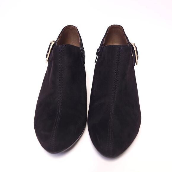 Aerosoles Black Heels Size 8.5 Effortless Shooties Gold Buckle - Picture 2 of 16